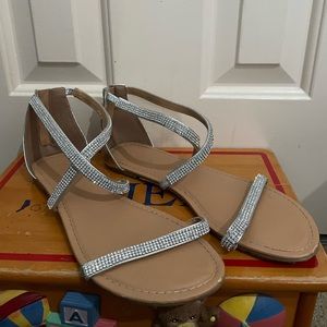 size 9 sparkly silver strappy sandals. gently used.